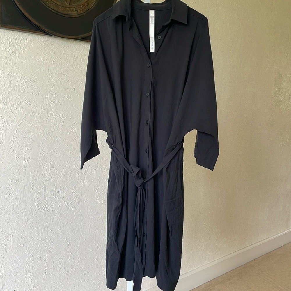 Lululemon perfectly poised cupro blend oversized shirt dress